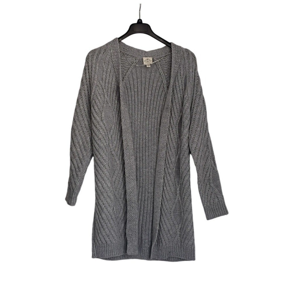 ST JOHNS BAY Gray Chunky Cable Knit Open Cardigan M/L NWOT Cozy Grandmacore $54